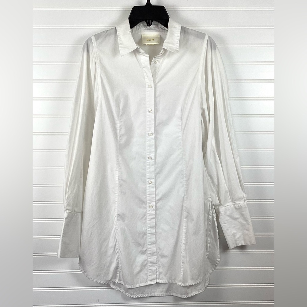 Maeve Anthropologie White Buttoned Shirt Puffed Size 0